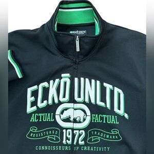 Ecko Unltd Y2K Grunge Streetwear Black & Green Men’s Full‎ Zip Jacket Large Logo